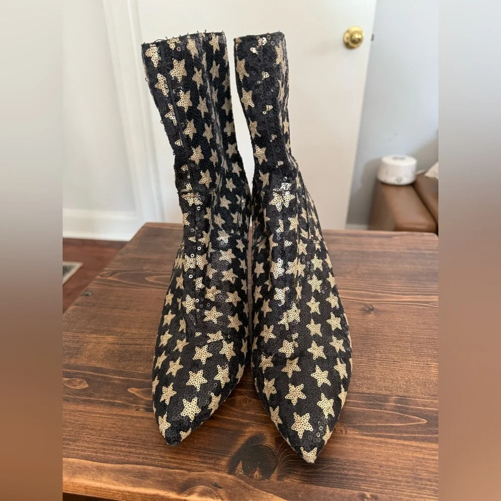 Free People Starry Black and Gold Heeled Boots - Picture 8 of 13